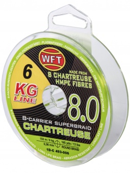 ШНУР плетённый 150m, 0.06mm, 6kg, X8 Chartreuse "WFT"