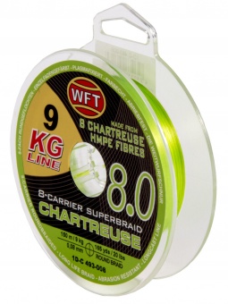 ШНУР плетённый 150m, 0.08mm, 9kg, X8 Chartreuse "WFT"