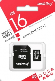 Карта памяти Micro-SD Smartbuy 16Gb class 10 (+SD адаптер)