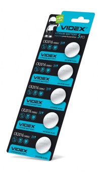 Батарейка VIDEX дисковая литиевая CR2016 3V