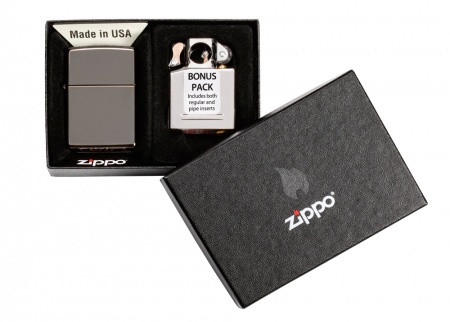 НАБОР подарочный Zippo зажигалка Black Ice® и вставной блок для трубок 29789